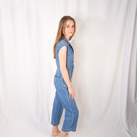 FREE PEOPLE Unchained Melody Jumpsuit Blue Denim - Picture 4 of 7